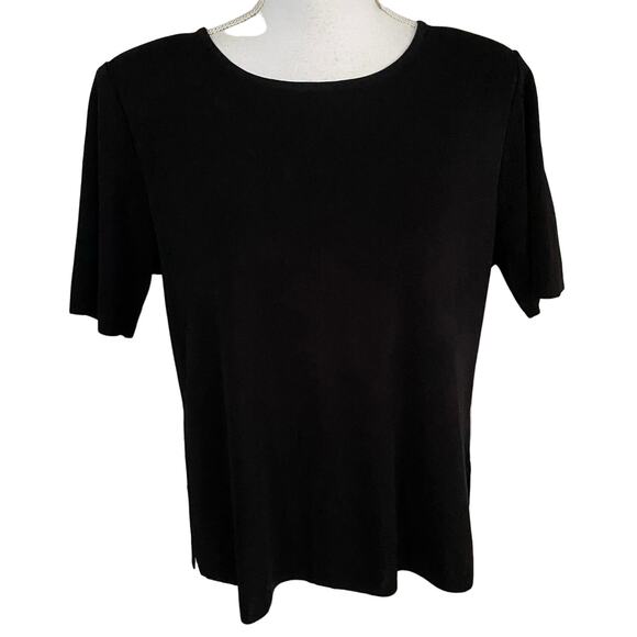Exclusively Misook Size XLP XL Petite Knit Short Sleeve Top Black - Picture 1 of 4